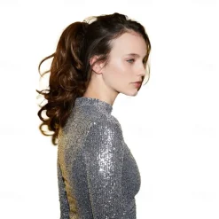 Hairpiece Ponytail Extensions Voluminous Wavy Blond Mix H136