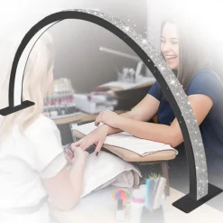 Half Moon Light for Nail Desk, 21.5In/29.5In 39W Nail Arch Lamp with Wire Controller/Remote, 3 Color Modes Nails Tech Lights, Bright Lamps, for Eyebrows/Manicure Led Light