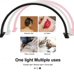 Half Moon Light for Nail Desk, 21.5In/29.5In 39W Nail Arch Lamp with Wire Controller/Remote, 3 Color Modes Nails Tech Lights, Bright Lamps, for Eyebrows/Manicure Led Light
