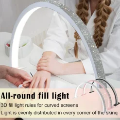 Half Moon Light for Nail Desk, 21.5In/29.5In 39W Nail Arch Lamp with Wire Controller/Remote, 3 Color Modes Nails Tech Lights, Bright Lamps, for Eyebrows/Manicure Led Light