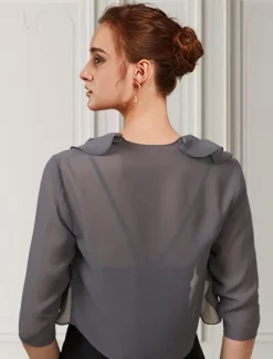 Half Sleeve Shrugs Chiffon Wedding / Party / Evening Women's Wrap With Cascading Ruffles/Wedding Guest dress to impress