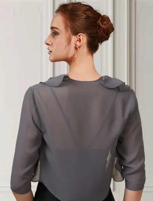 Half Sleeve Shrugs Chiffon Wedding / Party / Evening Women's Wrap With Cascading Ruffles/Wedding Guest dress to impress