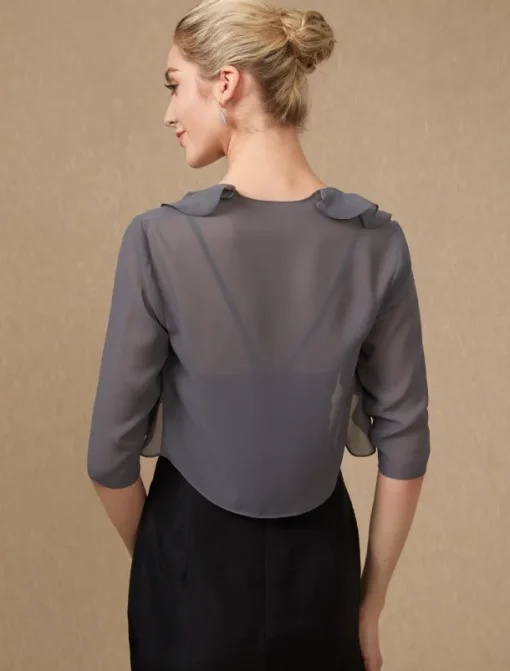 Half Sleeve Shrugs Chiffon Wedding / Party / Evening Women's Wrap With Cascading Ruffles/Wedding Guest dress to impress