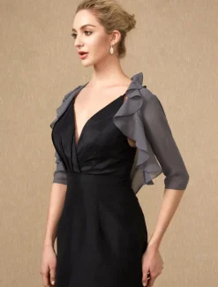Half Sleeve Shrugs Chiffon Wedding / Party / Evening Women's Wrap With Cascading Ruffles/Wedding Guest dress to impress
