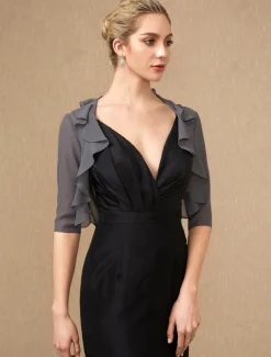 Half Sleeve Shrugs Chiffon Wedding / Party / Evening Women's Wrap With Cascading Ruffles/Wedding Guest dress to impress