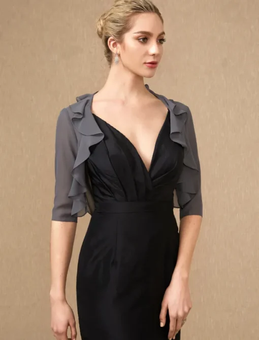 Half Sleeve Shrugs Chiffon Wedding / Party / Evening Women's Wrap With Cascading Ruffles/Wedding Guest dress to impress