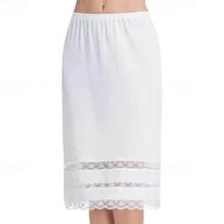 Half Slips for Women Underskirt Dress Extender Lace Trim Knee Length Midi Skirt 19-26" Length