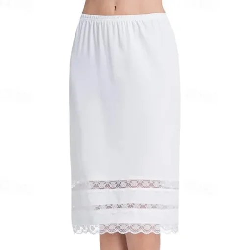 Half Slips for Women Underskirt Dress Extender Lace Trim Knee Length Midi Skirt 19-26" Length