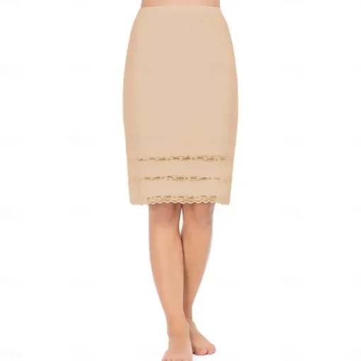 Half Slips for Women Underskirt Dress Extender Lace Trim Knee Length Midi Skirt 19-26" Length