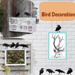 Halloween Acrylic Black Crow Scuplture Ornament Creative Photo Frame Raven Bird Statue Figurine Wall Display Decoration