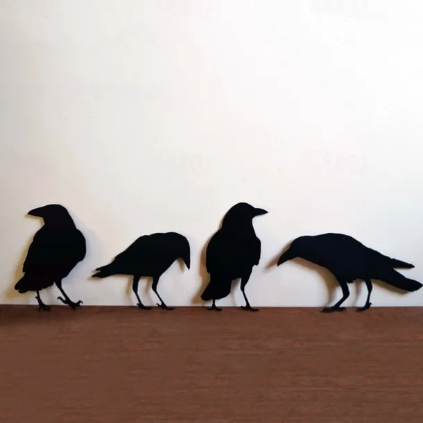 Halloween Acrylic Black Crow Scuplture Ornament Creative Photo Frame Raven Bird Statue Figurine Wall Display Decoration