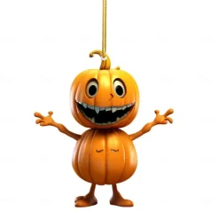 Halloween Acrylic Pumpkin Car Pendant, Rearview Mirror Pendant, Ghost Pumpkin Pendant Home Decor