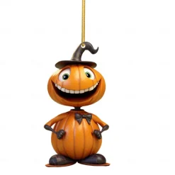 Halloween Acrylic Pumpkin Car Pendant, Rearview Mirror Pendant, Ghost Pumpkin Pendant Home Decor