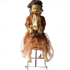 Halloween Automaton - Cursed Girl on Animated Rocking Horse - 105cm - Animatronics - Mains Powered - Quick and Easy Assembly