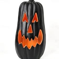 Halloween Black and White Pumpkin Lantern Automatic Switch LED Garden Paradise Glowing Creative Atmospheric Ornament