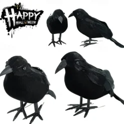 Halloween black crow props simulation flocking crow party supplies ornament decoration