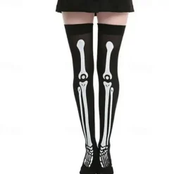 Halloween Blood Socks Carnival Easter Zombie Skeleton Socks Bloody Mary Nurse Blood Socks Skeleton Socks Skeleton Socks Knee Length Socks Halloween Costume and Fabric Role Playing Party Dressing