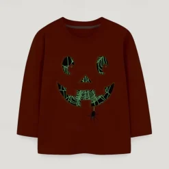 Halloween Boys 3D Graphic Spider Tee Long Sleeve Spring Fall Fashion Basic Polyester Little Kids(4-7ys) 4-7 Years Crew Neck Outdoor Casual Daily Regular Fit