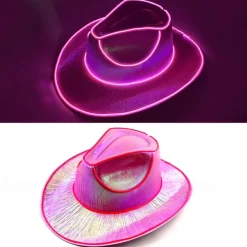 Halloween Christmas EL Wire Light Up Sequin Jazz Hat Adult Neon LED Luminous Festival Party Dress Up Cap For Men and Women