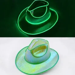 Halloween Christmas EL Wire Light Up Sequin Jazz Hat Adult Neon LED Luminous Festival Party Dress Up Cap For Men and Women