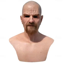 Halloween Christmas Mask Headgear, Fierce Black Haired Old Man Mask Simulation Character Mask Masquerade Play Props Funky Cosplay Accessory