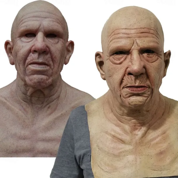 Halloween Christmas Mask Headgear, Fierce Black Haired Old Man Mask Simulation Character Mask Masquerade Play Props Funky Cosplay Accessory