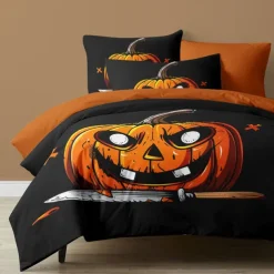 Halloween Collection Duvet Cover Set Jack O Lantern Pumpkin 3 Piece Set Super Soft Skin-friendly Long-lasting