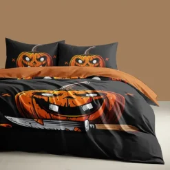 Halloween Collection Duvet Cover Set Jack O Lantern Pumpkin 3 Piece Set Super Soft Skin-friendly Long-lasting
