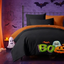 Halloween Collection Duvet Cover Set Jack O Lantern Pumpkin 3 Piece Set Super Soft Skin-friendly Long-lasting