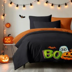 Halloween Collection Duvet Cover Set Jack O Lantern Pumpkin 3 Piece Set Super Soft Skin-friendly Long-lasting