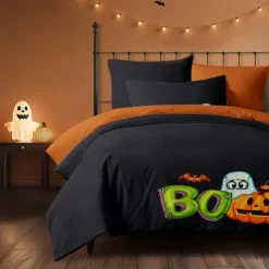 Halloween Collection Duvet Cover Set Jack O Lantern Pumpkin 3 Piece Set Super Soft Skin-friendly Long-lasting
