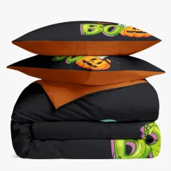 Halloween Collection Duvet Cover Set Jack O Lantern Pumpkin 3 Piece Set Super Soft Skin-friendly Long-lasting