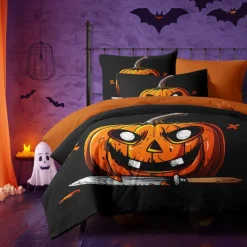 Halloween Collection Duvet Cover Set Jack O Lantern Pumpkin 3 Piece Set Super Soft Skin-friendly Long-lasting