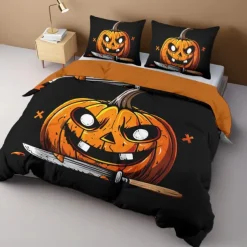 Halloween Collection Duvet Cover Set Jack O Lantern Pumpkin 3 Piece Set Super Soft Skin-friendly Long-lasting