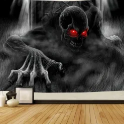 Halloween Death Hanging Tapestry Wall Art Large Tapestry Mural Decor Photograph Backdrop Blanket Curtain Home Bedroom Living Room Decoration Halloween Decorations