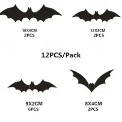 Halloween Decoration 3D Black PVC Bat Halloween Party Bar Room Halloween Party Scary Decor Props Wall Sticker Halloween Decor Halloween Supplies