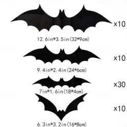 Halloween Decoration 3D Black PVC Bat Halloween Party Bar Room Halloween Party Scary Decor Props Wall Sticker Halloween Decor Halloween Supplies