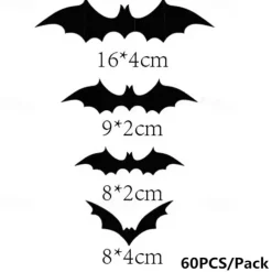 Halloween Decoration 3D Black PVC Bat Halloween Party Bar Room Halloween Party Scary Decor Props Wall Sticker Halloween Decor Halloween Supplies