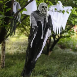Halloween Decoration Hanging Ghost Skull Head Gauze Ghost Face Ghost House Doorway Terror Props Ghost Pendant Courtyard Decoration