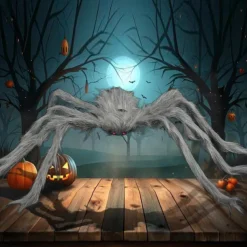 Halloween Decoration Outdoor Spider Large Giant Spider Scary Spiders Garden Horror Decorations Scary Stretchy Giant Spider for Yard, Patio, Lawn, Garden, Window, White Grey