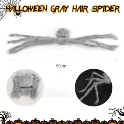 Halloween Decoration Outdoor Spider Large Giant Spider Scary Spiders Garden Horror Decorations Scary Stretchy Giant Spider for Yard, Patio, Lawn, Garden, Window, White Grey