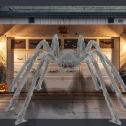Halloween Decoration Outdoor Spider Large Giant Spider Scary Spiders Garden Horror Decorations Scary Stretchy Giant Spider for Yard, Patio, Lawn, Garden, Window, White Grey