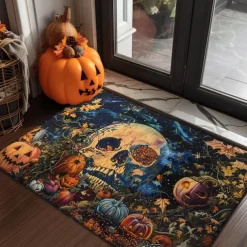 Halloween Decorations Doormat Pumpkin Skull Kitchen Mat Floor Mat Non-Slip Area Rug Oil Proof Rug Indoor Outdoor Mat Bedroom Decor Bathroom Mat Entrance Rug