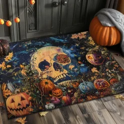 Halloween Decorations Doormat Pumpkin Skull Kitchen Mat Floor Mat Non-Slip Area Rug Oil Proof Rug Indoor Outdoor Mat Bedroom Decor Bathroom Mat Entrance Rug