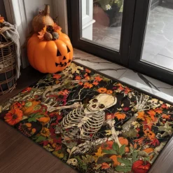 Halloween Decorations Doormat Pumpkin Skull Kitchen Mat Floor Mat Non-Slip Area Rug Oil Proof Rug Indoor Outdoor Mat Bedroom Decor Bathroom Mat Entrance Rug