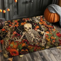 Halloween Decorations Doormat Pumpkin Skull Kitchen Mat Floor Mat Non-Slip Area Rug Oil Proof Rug Indoor Outdoor Mat Bedroom Decor Bathroom Mat Entrance Rug