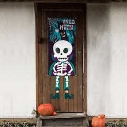 Halloween Decorations Halloween Flags Pumpkin Skeleton Gnome Witch Decoration Flags Ghost Shape Glowing Flag Hanging Flags Halloween Outdoor Indoor Decor Decorative Flags Party Supplies