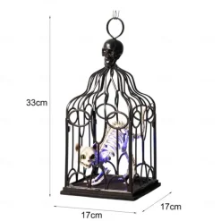 Halloween Decorations Indoor Outdoor, Halloween Hanging Cage Glowing Skeleton Cat, Halloween Cage Prop Skeleton Cat Decoration, Hanging Decor for Haunted House