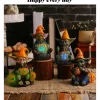 Halloween Decorations Light Up Pumpkin Lantern Elf Resin Craft Decoration Home Desktop Luminous Goblin Doll Decoration LED Night Light Holiday Party Decoration Light 1PC