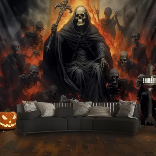 Halloween Decorations Monster Castle Hanging Tapestry Wall Art Large Tapestry Mural Decor Photograph Backdrop Blanket Curtain Home Bedroom Living Room